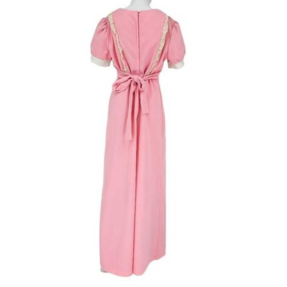 Vintage 70's Cottagecore Maxi Dress Pink M - image 2