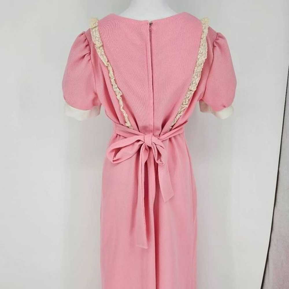 Vintage 70's Cottagecore Maxi Dress Pink M - image 3