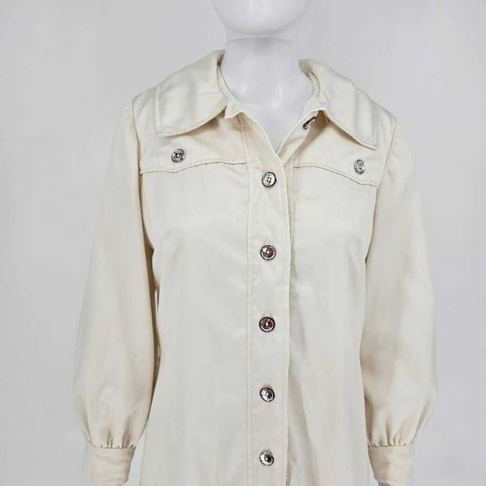 Vintage 80's Button Up Midi Dress White M - image 4
