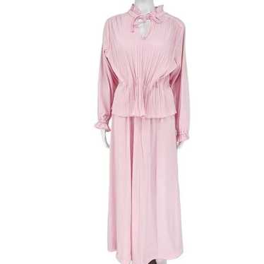 Vintage Pleated Maxi Dress Pink 16 - image 1