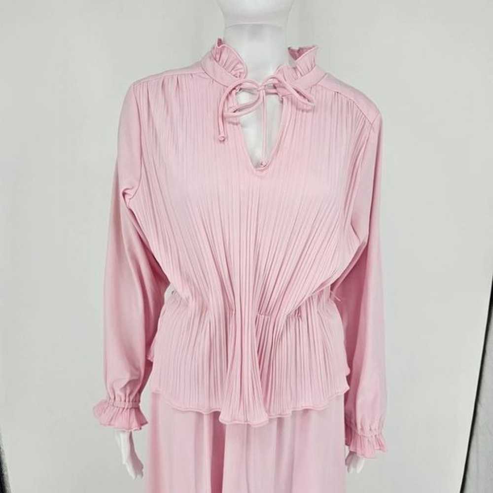 Vintage Pleated Maxi Dress Pink 16 - image 3
