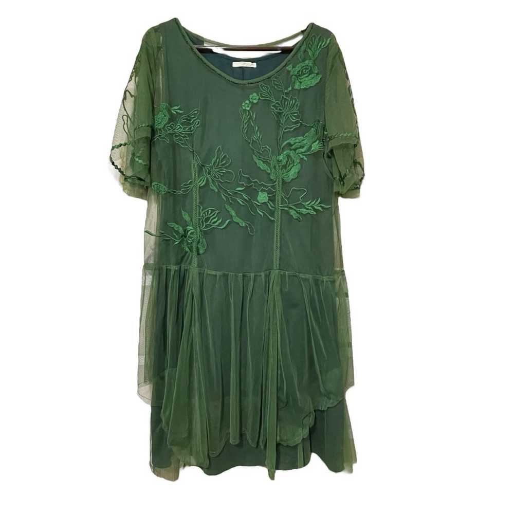 Nataya green lace tulle 1920s style flapper dress - image 2
