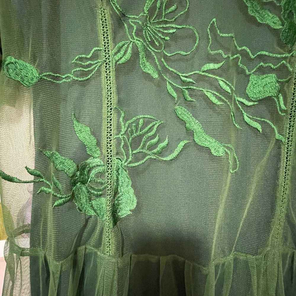 Nataya green lace tulle 1920s style flapper dress - image 5