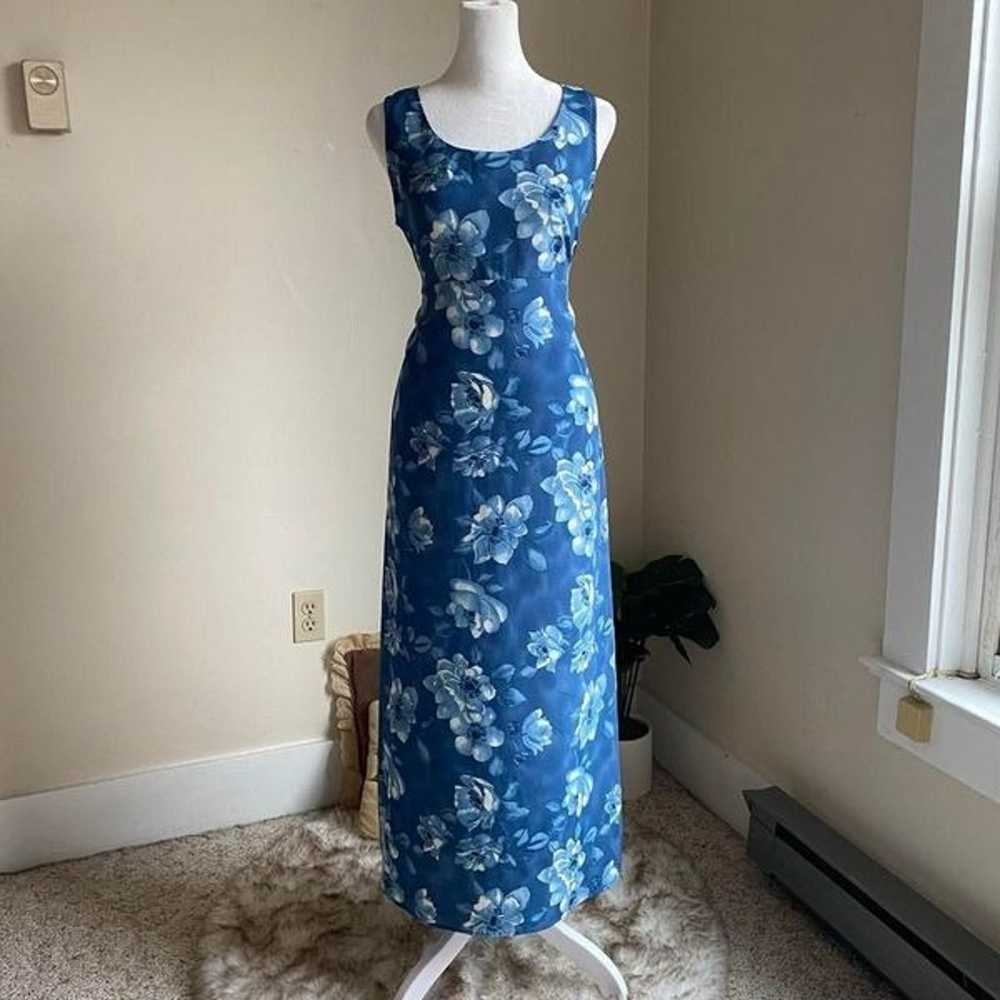 Vintage blue floral maxi dress - image 5
