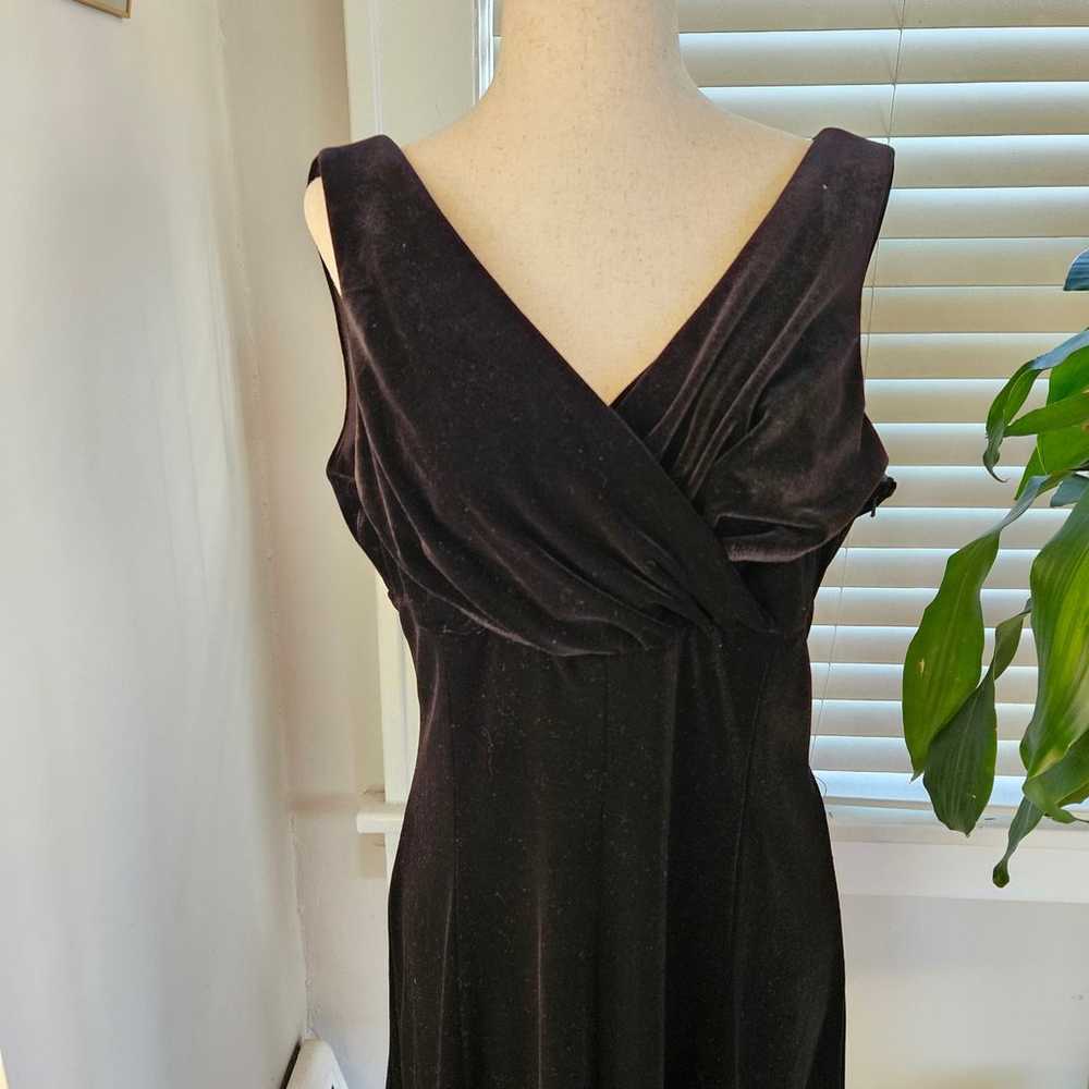 Vintage 90s Y2k Black Velvet Dress Midi Mini Baby… - image 2