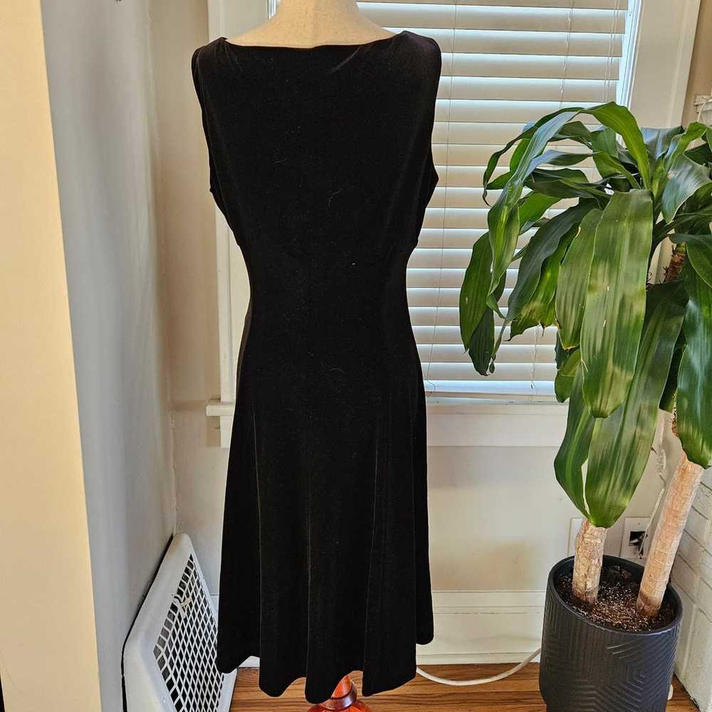 Vintage 90s Y2k Black Velvet Dress Midi Mini Baby… - image 5