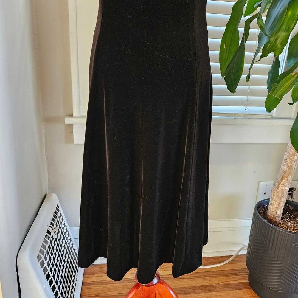 Vintage 90s Y2k Black Velvet Dress Midi Mini Baby… - image 7
