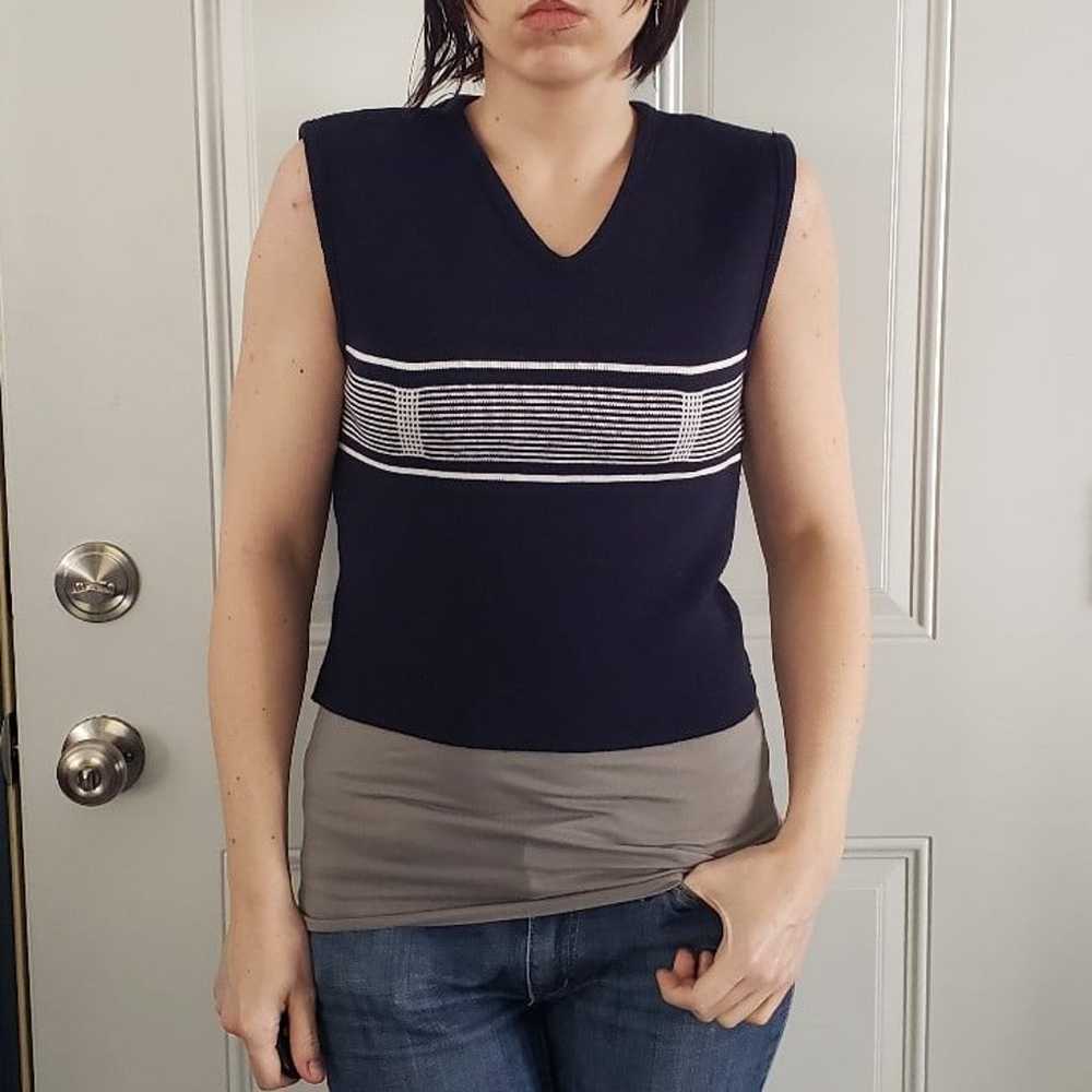 90s Navy Blue Cropped Sweater Vest - image 1