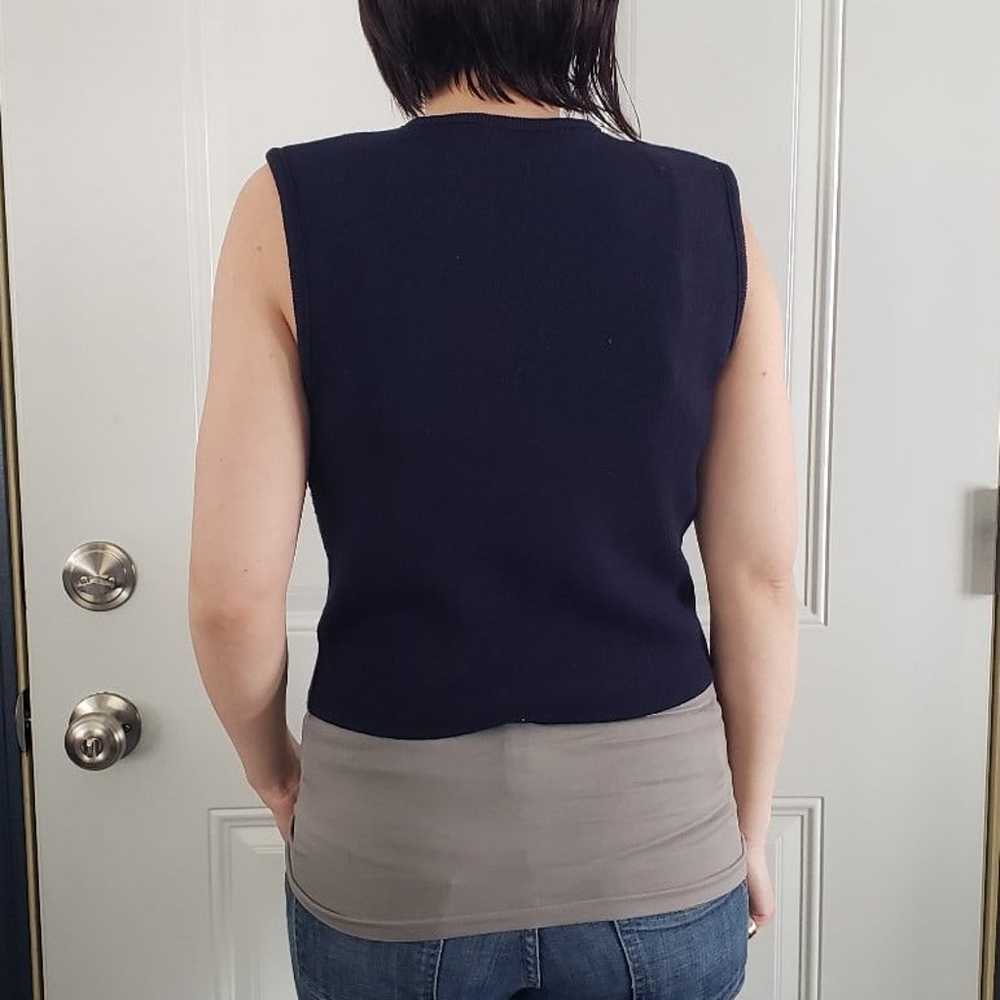 90s Navy Blue Cropped Sweater Vest - image 3
