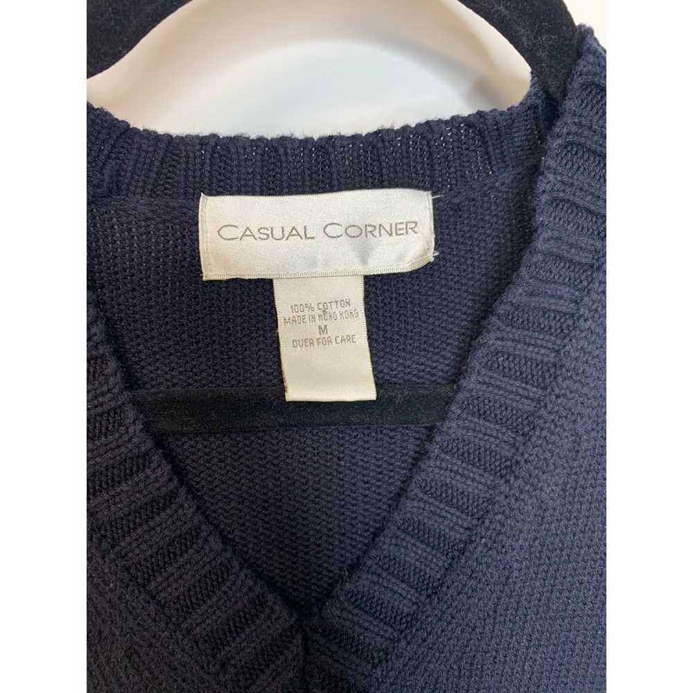 Casual Corner Blue Heavy Cotton Sweater V Neck Sz… - image 3