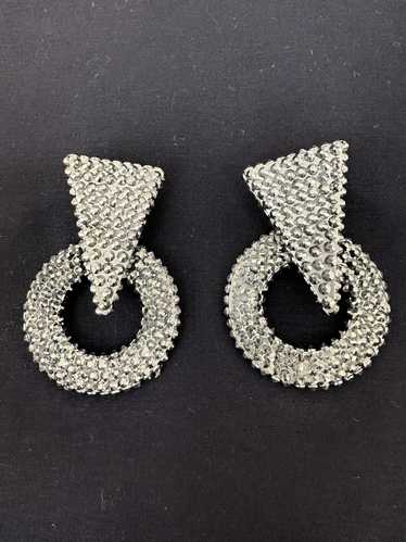 80s Geometric Embellished Dangle Earrings