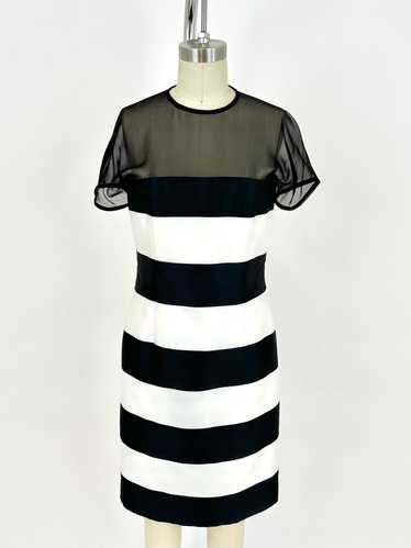 90s Oscar De La Renta Silk Striped Dress