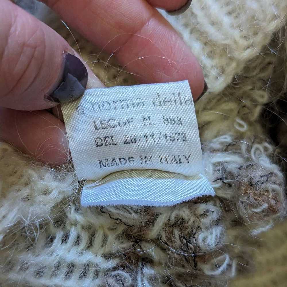 Vintage 70s Mohair Wool Knit Sweater Tan Beige Lo… - image 6