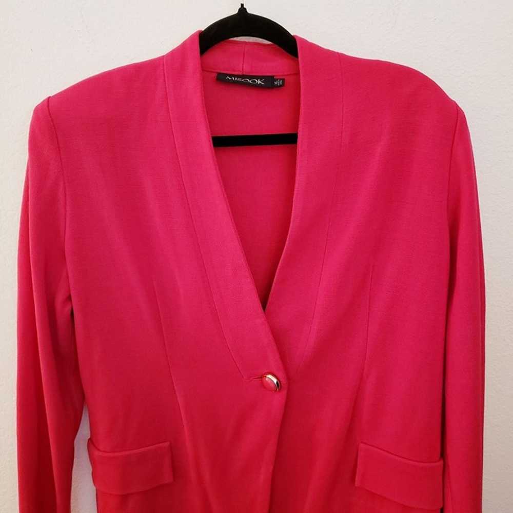 Misook Bright Pink Vintage Cardigan Jacket w/ Ove… - image 2