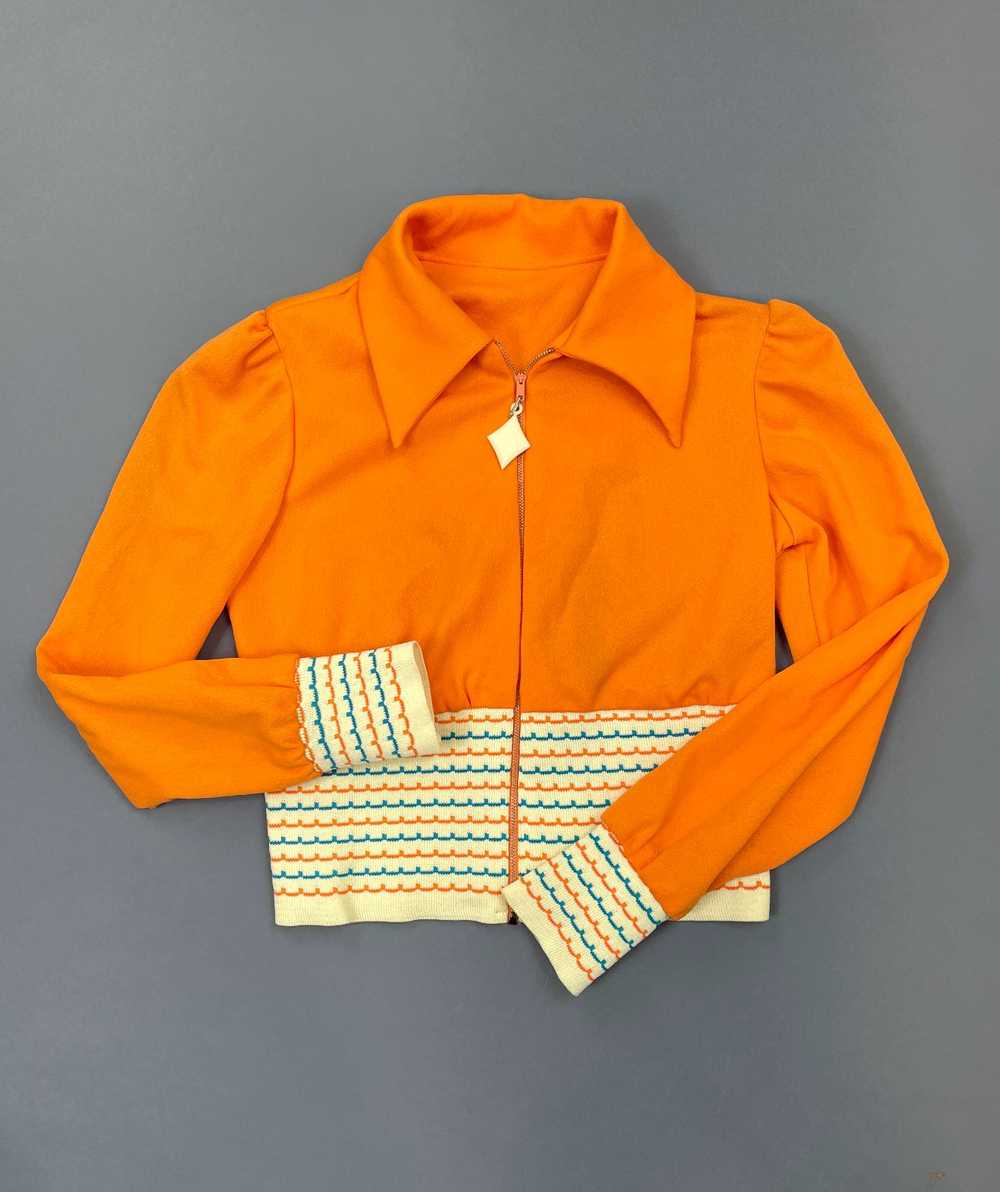 AMAZING! 1970S CROPPED SORBET STRIPED COLLARED TOP - image 10