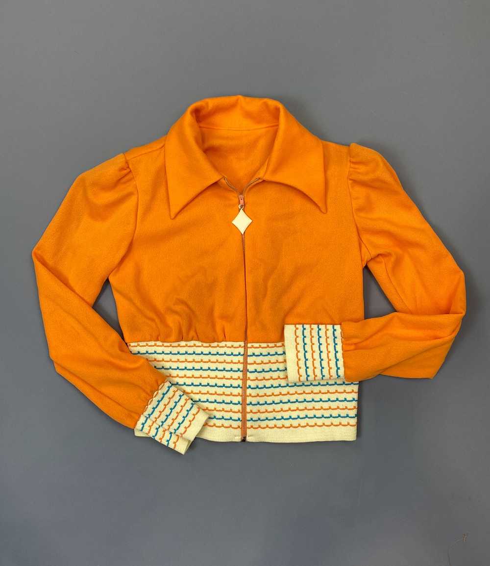 AMAZING! 1970S CROPPED SORBET STRIPED COLLARED TOP - image 4
