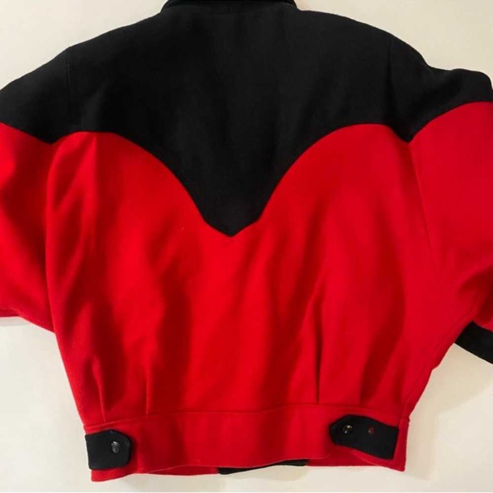 Vintage Mark Up Made in USA Red & Black Wool Blen… - image 5