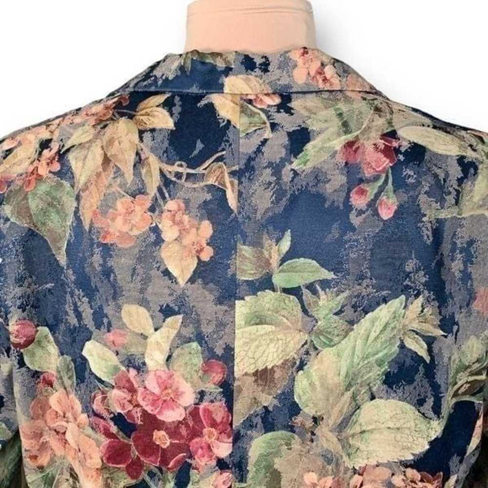 Vintage Blazer Jacket Navy Dark Floral Detail Box… - image 6