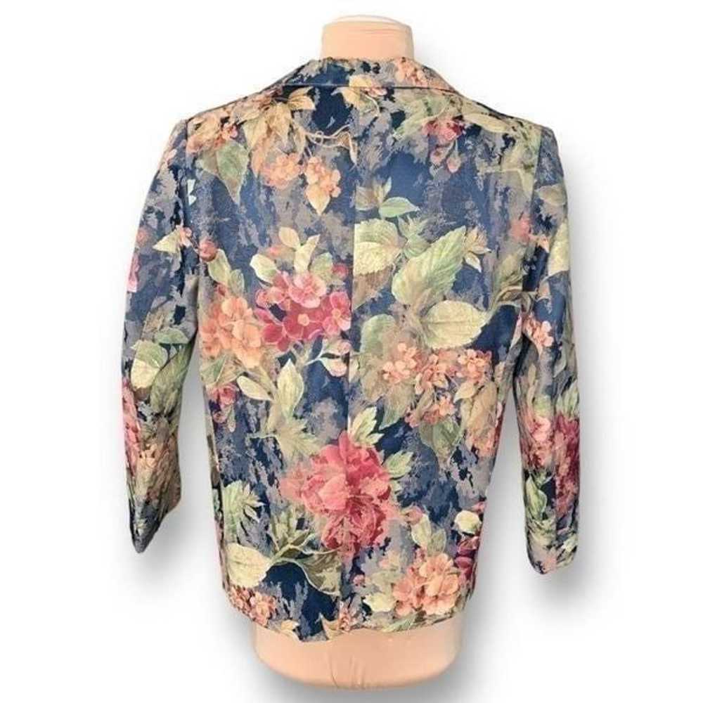 Vintage Blazer Jacket Navy Dark Floral Detail Box… - image 7