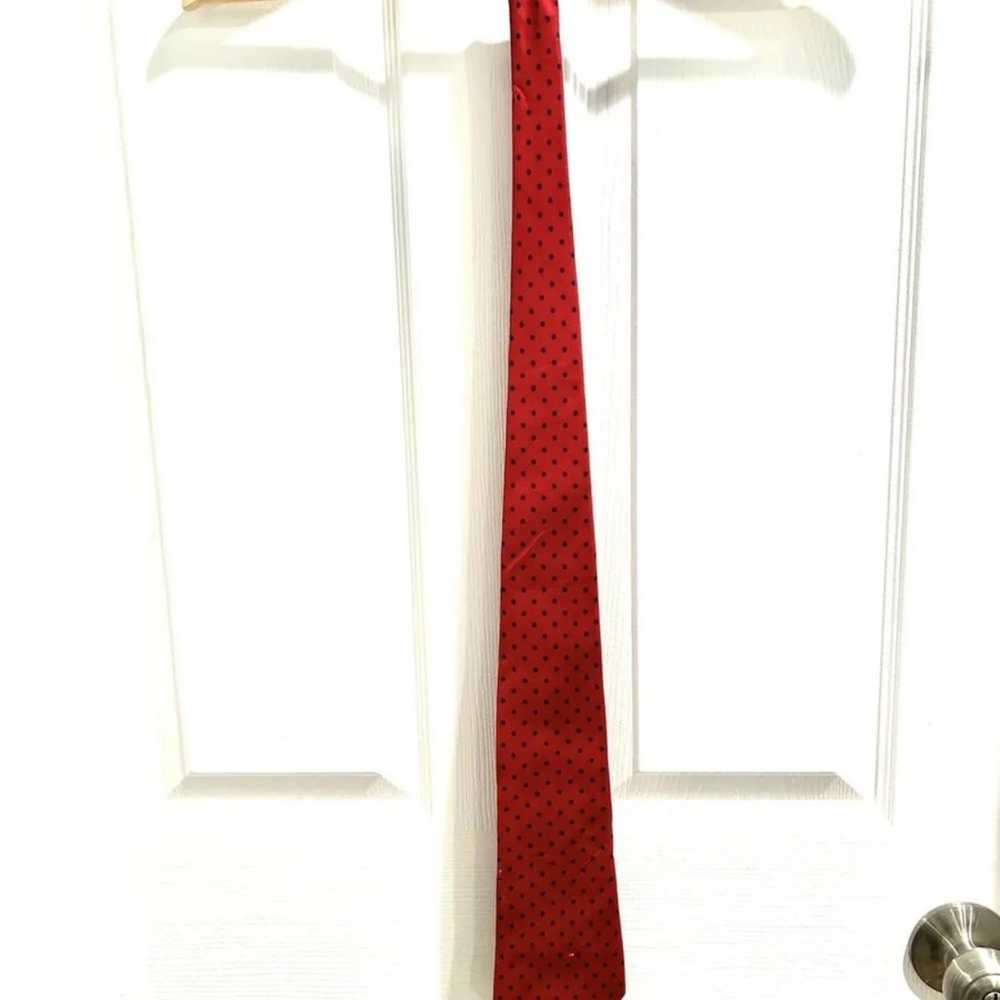 Bert Pulitzer Men's Tie Silk Necktie Red Navy Pol… - image 1