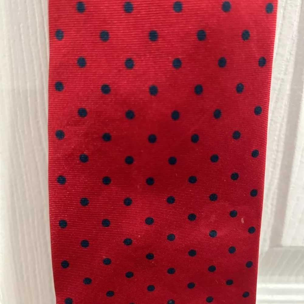 Bert Pulitzer Men's Tie Silk Necktie Red Navy Pol… - image 2