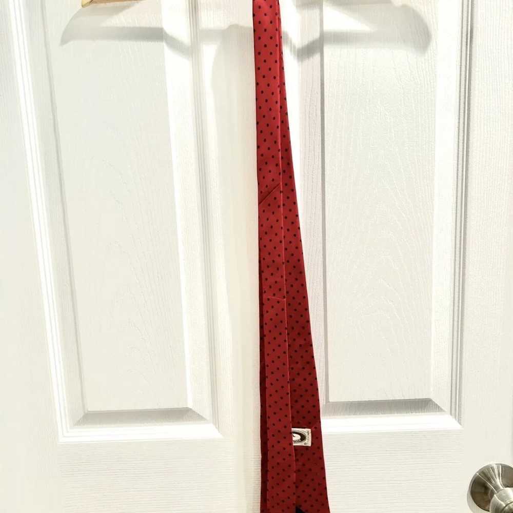 Bert Pulitzer Men's Tie Silk Necktie Red Navy Pol… - image 4