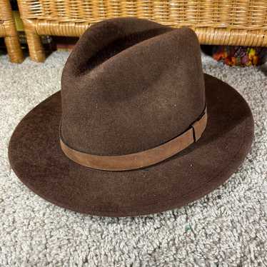 Orvis brown wool outback hat with leather band M u