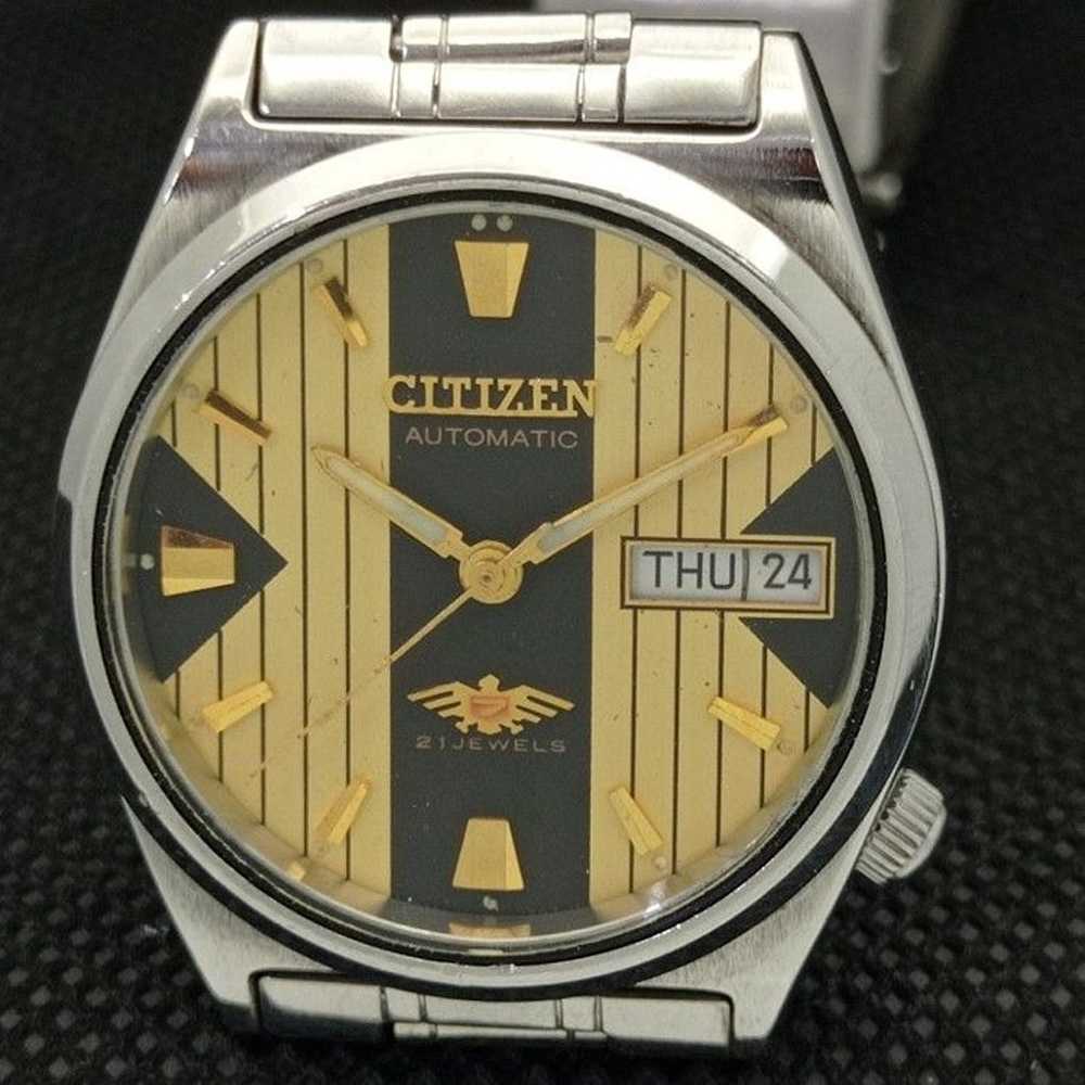 Vintage 1982 Citizen Automatic Mens Silver Watch … - image 3