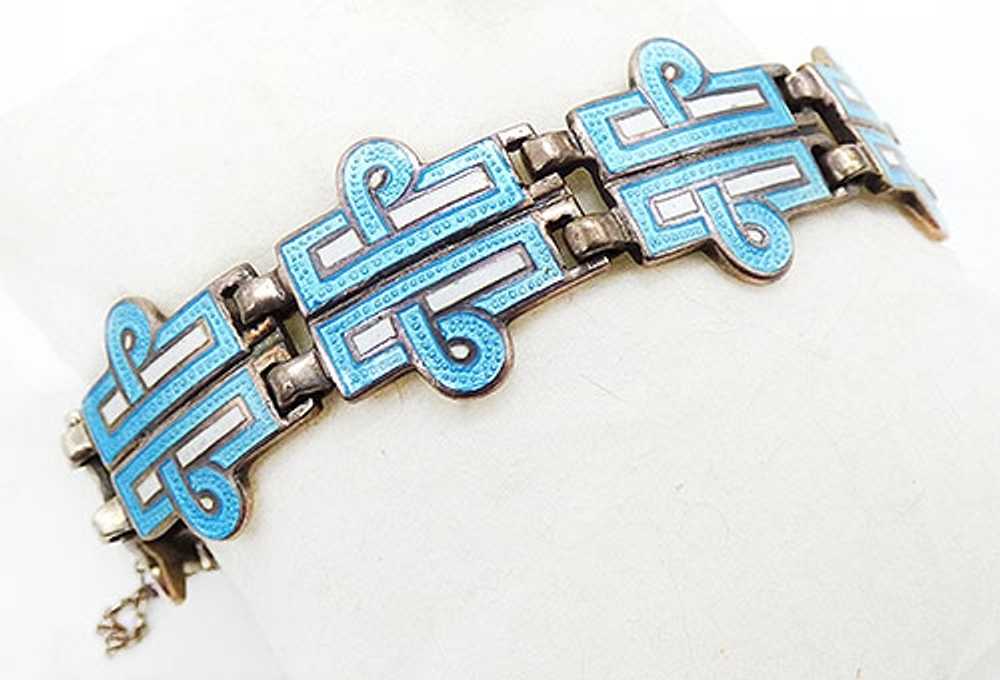 Margot de Taxco Aqua Enamel Sterling Bracelet - image 1