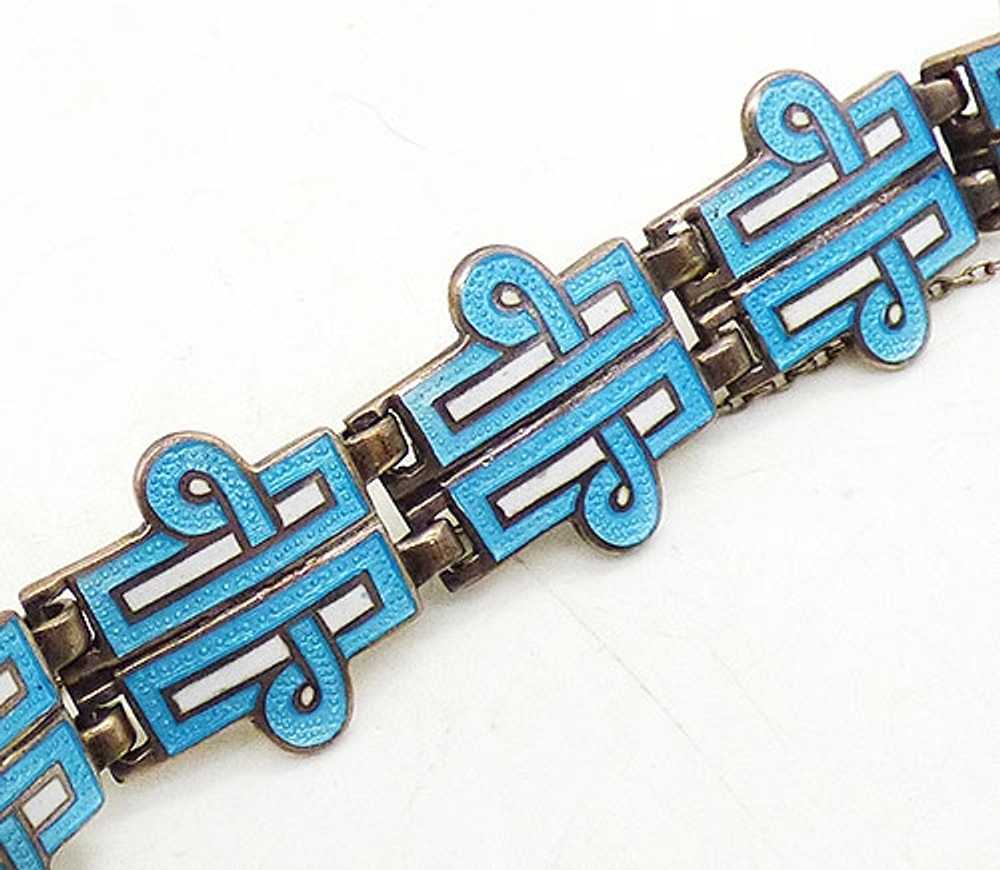 Margot de Taxco Aqua Enamel Sterling Bracelet - image 2