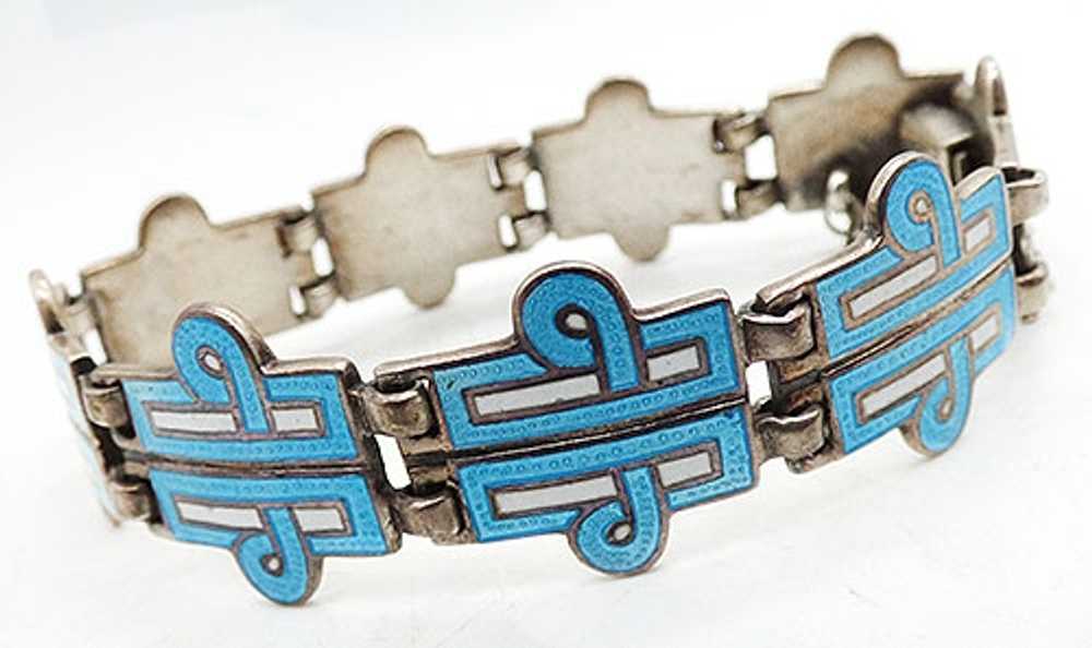 Margot de Taxco Aqua Enamel Sterling Bracelet - image 3