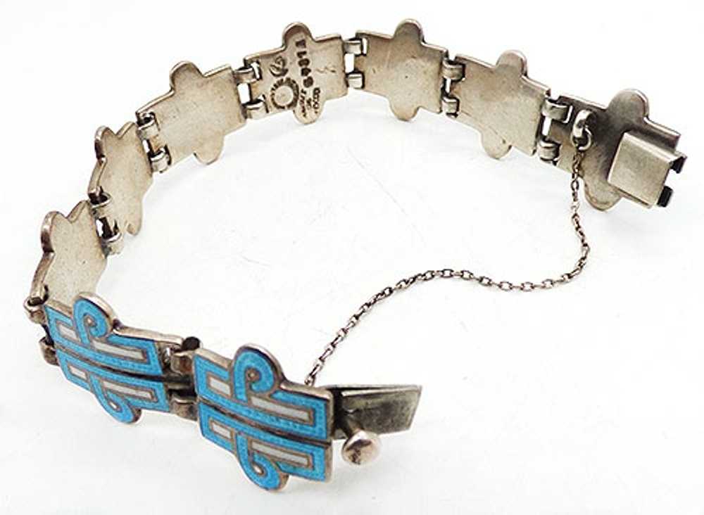 Margot de Taxco Aqua Enamel Sterling Bracelet - image 4