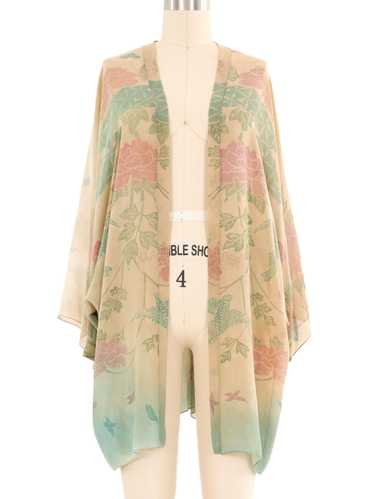 1920s Floral Silk Chiffon Kimono - image 1