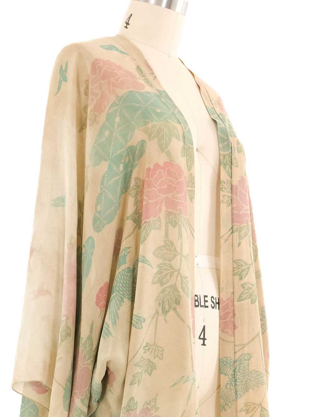1920s Floral Silk Chiffon Kimono - image 2