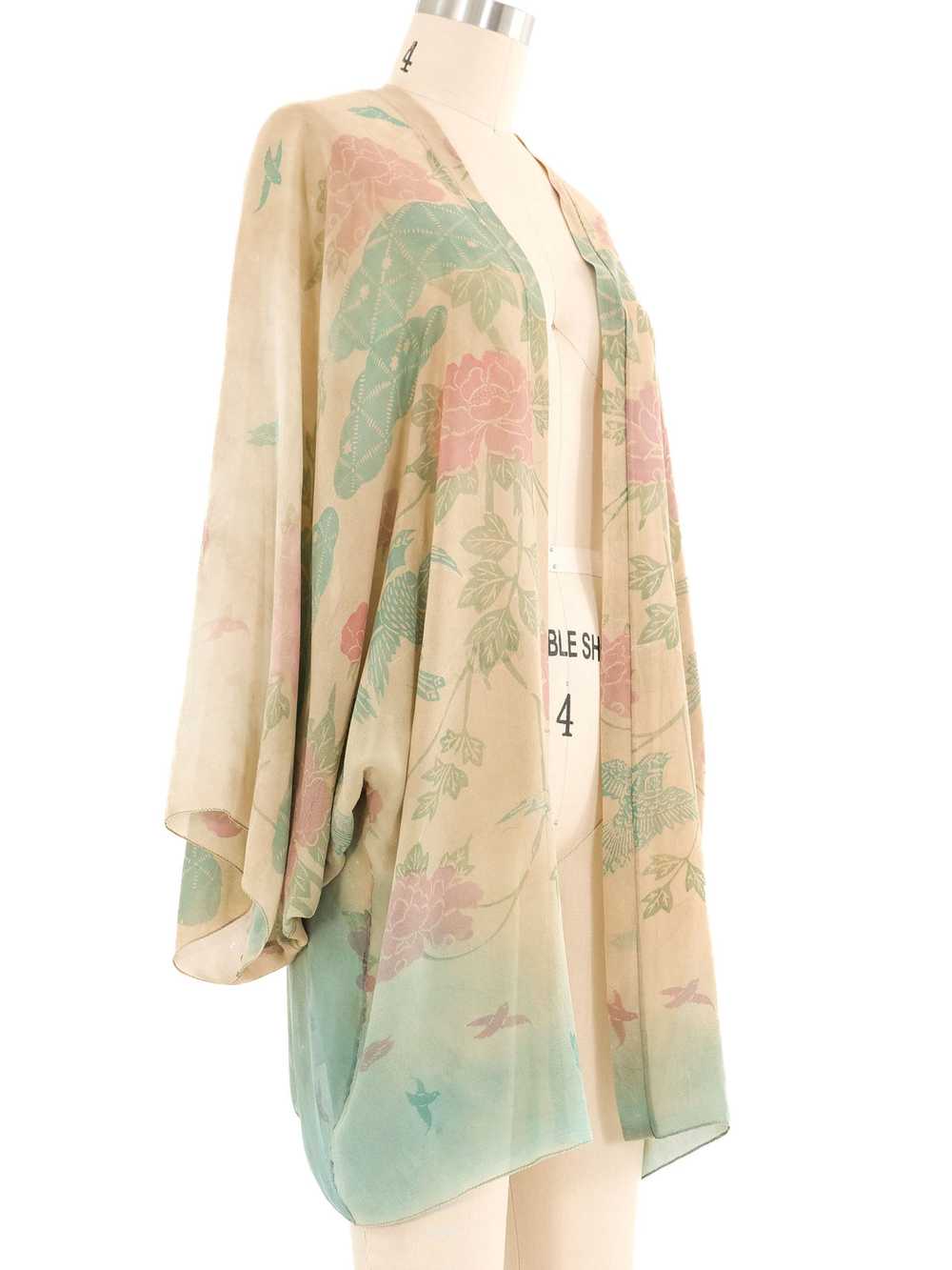 1920s Floral Silk Chiffon Kimono - image 3