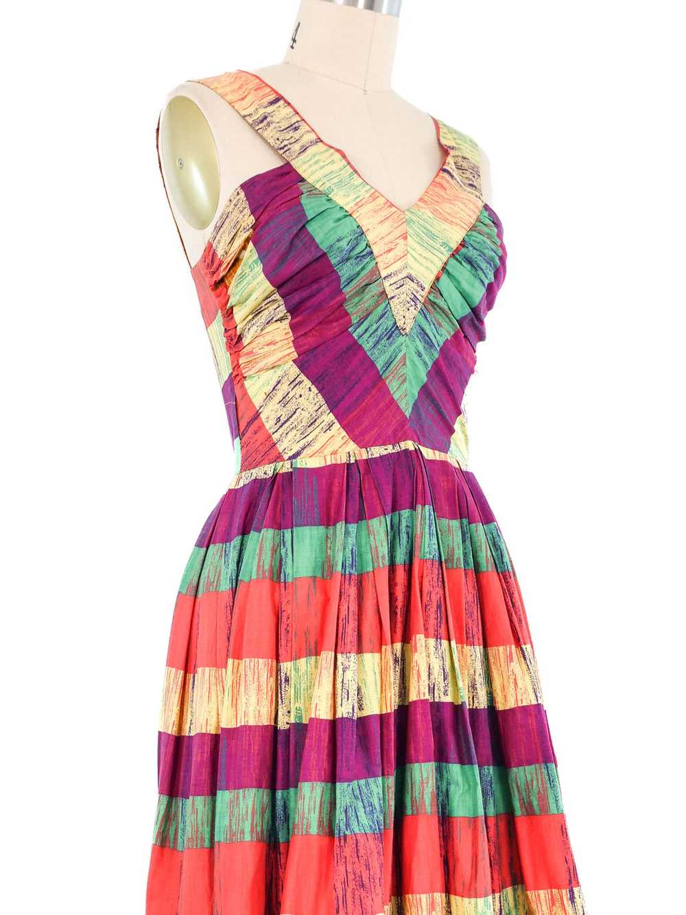 1950s Striped Brushstroke Day Dress - image 2