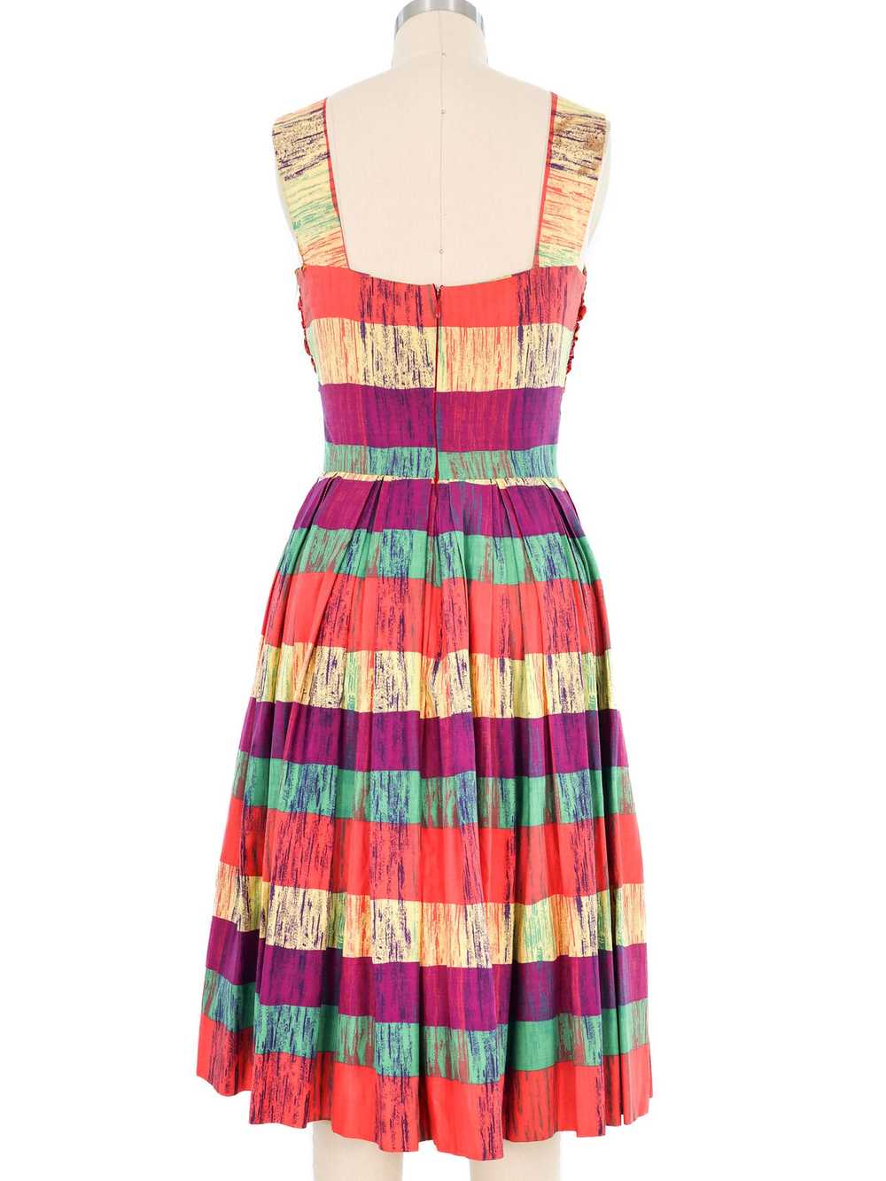 1950s Striped Brushstroke Day Dress - image 4