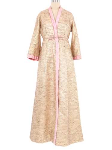 1960s Baby Pink Metallic Tweed Robe Dress