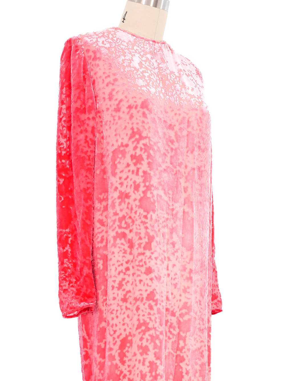 1960s Galanos Pink Crushed Velvet Burnout Dress - image 4