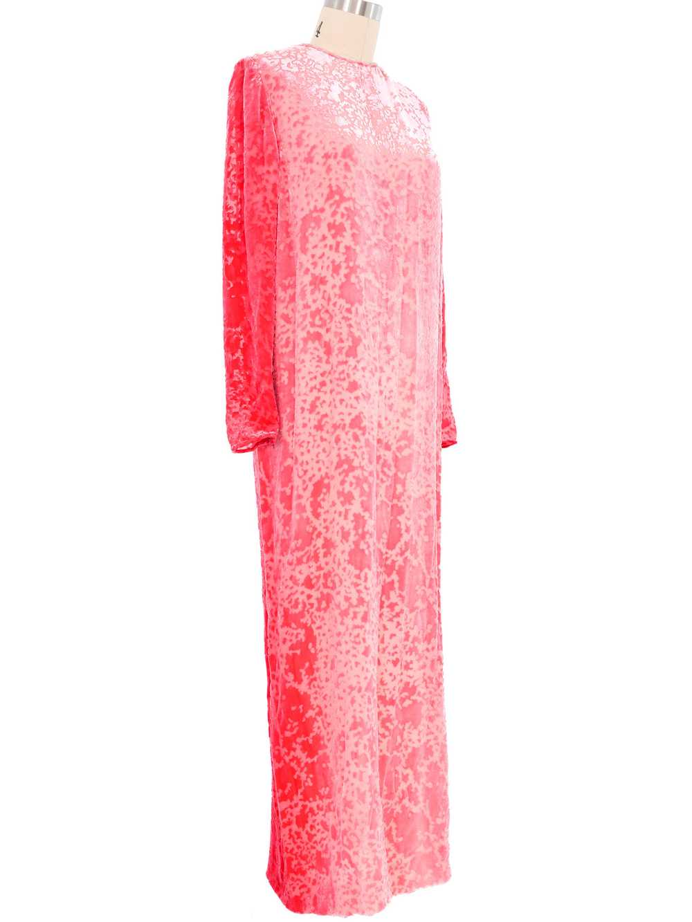 1960s Galanos Pink Crushed Velvet Burnout Dress - image 5