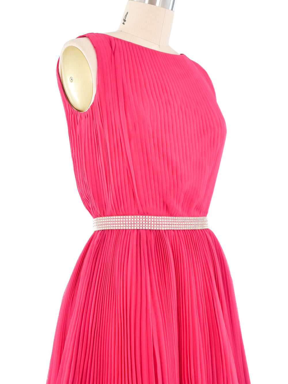 1970s Pink Pleat Mini Dress - image 2