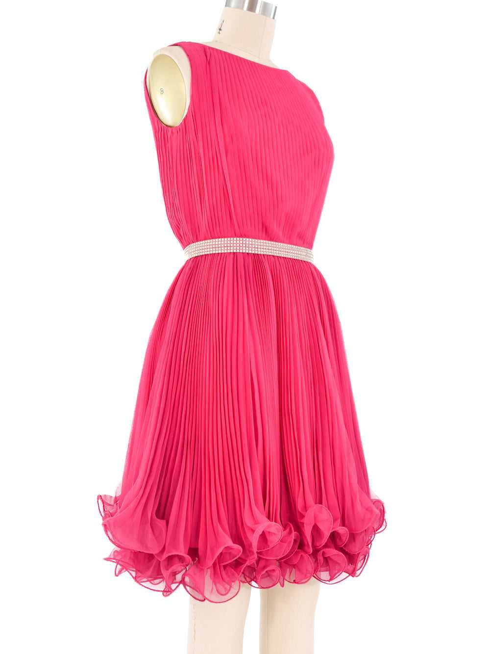 1970s Pink Pleat Mini Dress - image 3