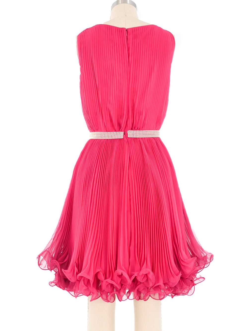 1970s Pink Pleat Mini Dress - image 4