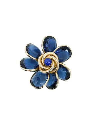 Indigo Glass Floral Brooch