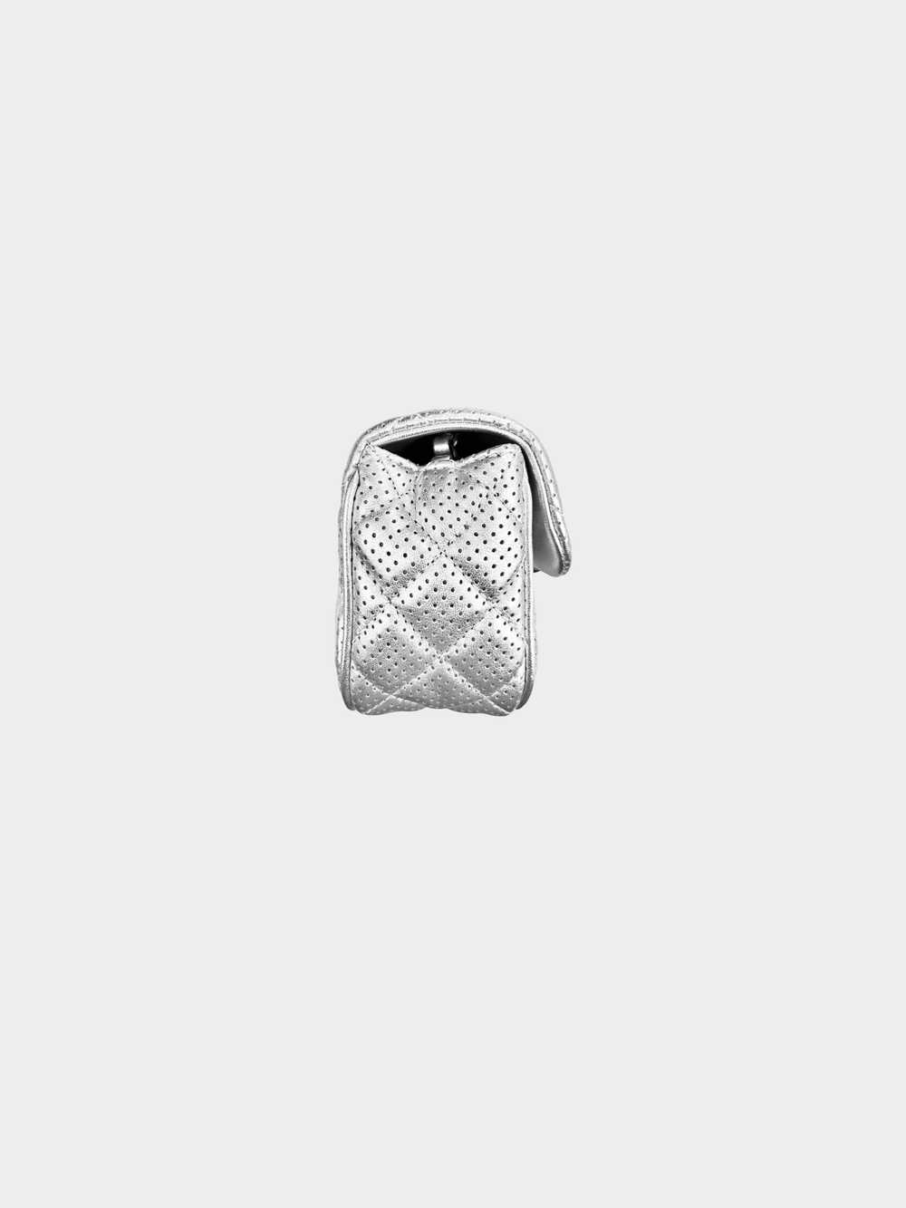 Chanel 2014 Silver Perforated Lambskin Leather Fl… - image 3