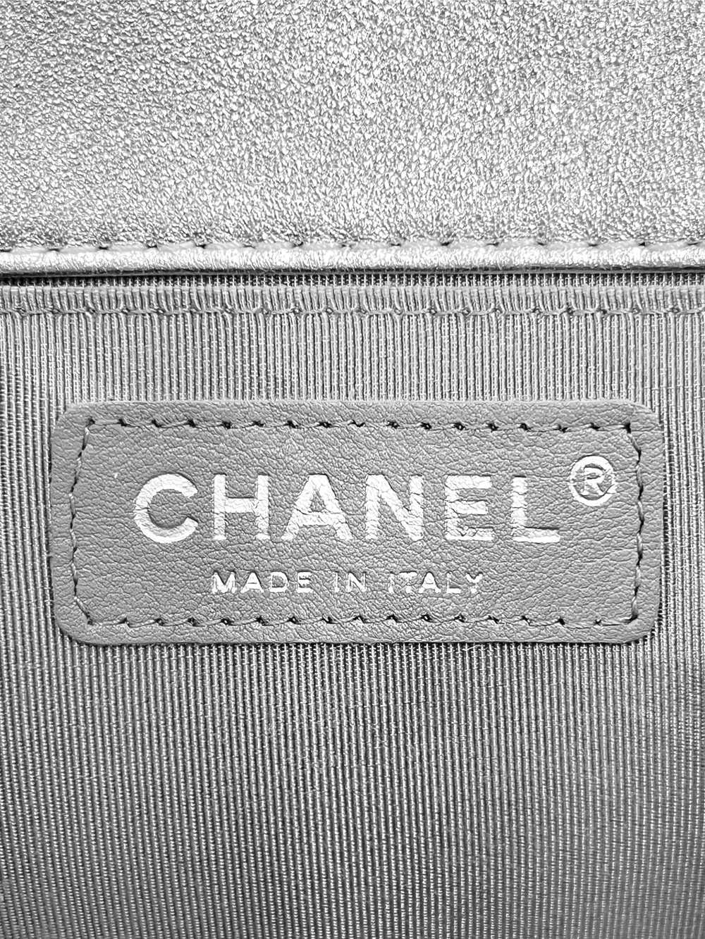 Chanel 2014 Silver Perforated Lambskin Leather Fl… - image 5