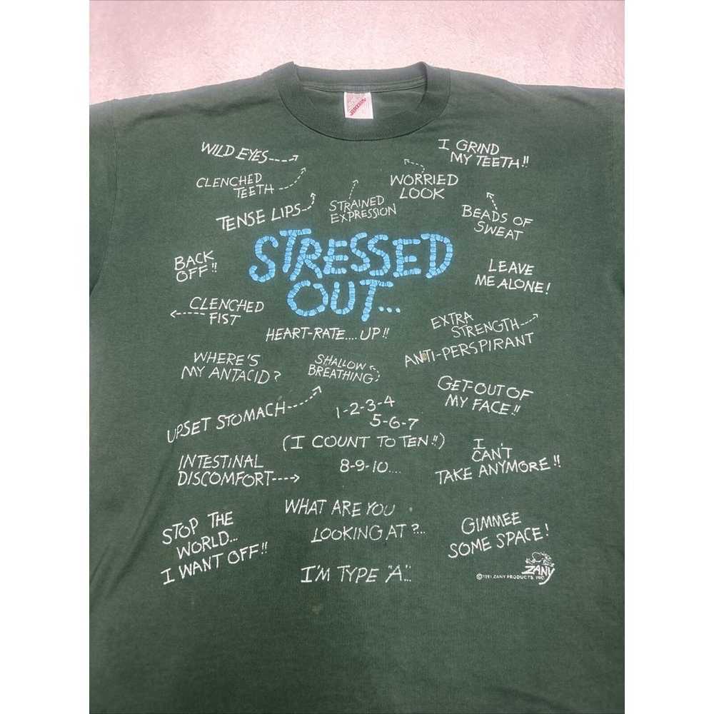 Vintage "Stressed Out" 1991 All Over Print Zany G… - image 2