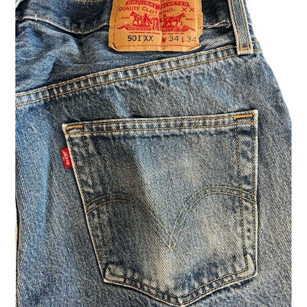Vintage Levis 501xx Faded Blue Jeans 34 x 34 FIT … - image 9