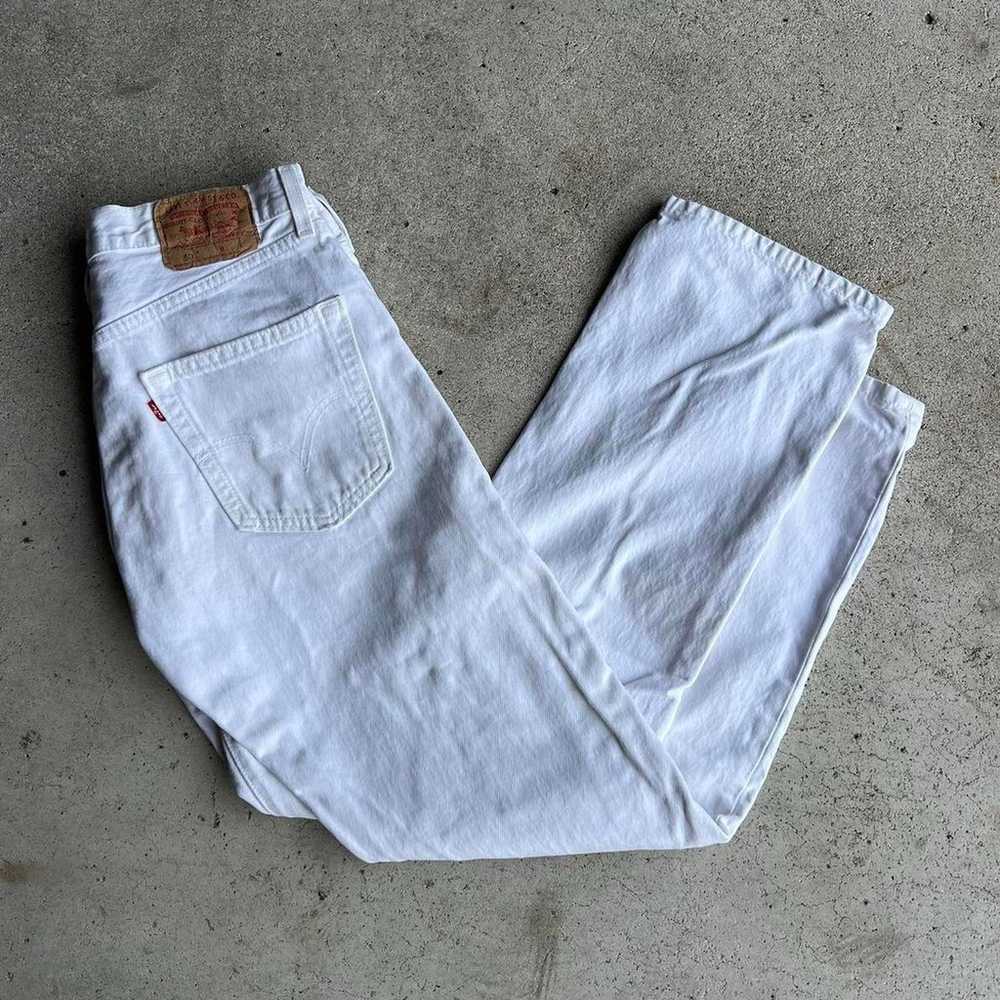 Vintage Button Fly Levi 501 White Denim Jeans - image 1