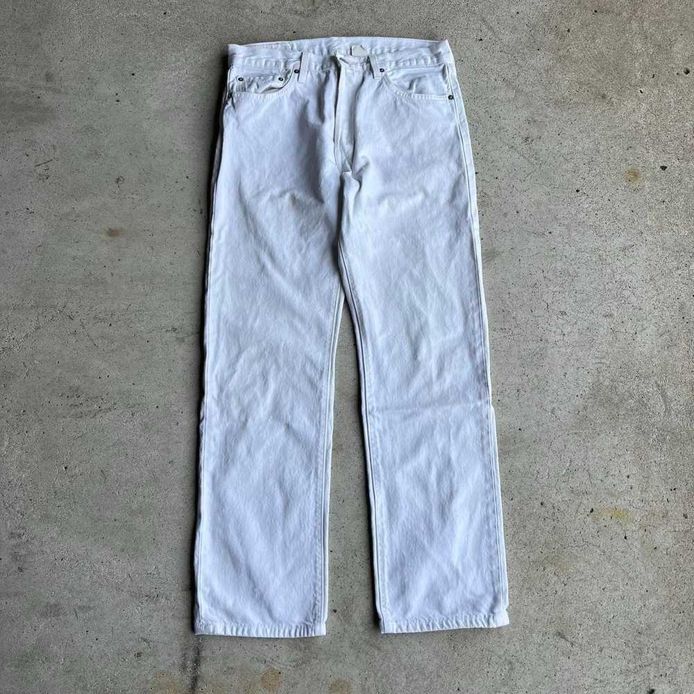 Vintage Button Fly Levi 501 White Denim Jeans - image 2